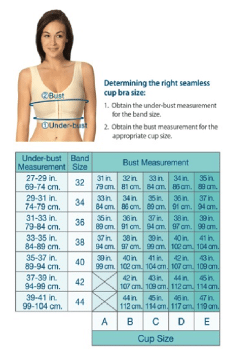 Post Surgical Bra Sizing Chart