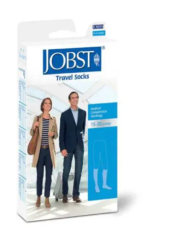 JOBST® Knee High Travel medical grade graduated compression socks for travel or everyday wear.
