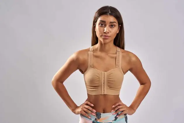 BodyAid Soft front comfortable fastening post op bra. Highly adjustable. One cup size fits all.