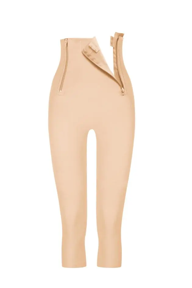 Innovative front zip closures make putting the Bermuda girdle on easier