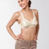 Pretty pocketed bra with lace straps in beige